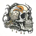 skull melting tattoo design idea