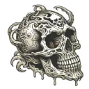 skull melting tattoo design idea