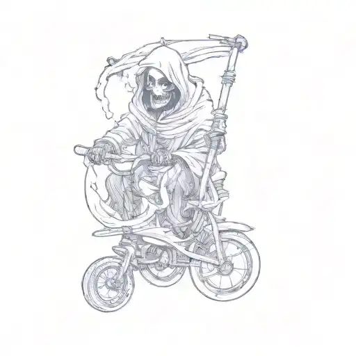 a grim reaper riding a tricycle tattoo design idea