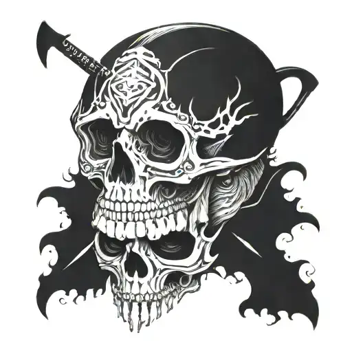 Ceri witcher skull surrounded tattoo design idea