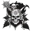 Ceri witcher skull surrounded tattoo design idea