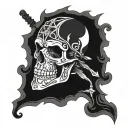 Ceri witcher skull surrounded tattoo design idea