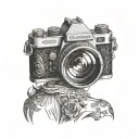 Photography model shadow camera lens surrounded tattoo design idea