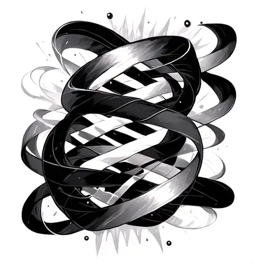 aurora ribbons flowing mixed with artistic soundwaves and backround strong vortex forming to dna and soundwaves emanatin tattoo design idea