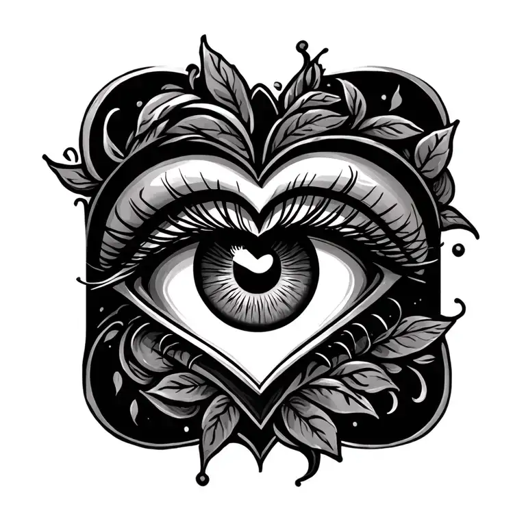 love heart Turkish eye tattoo design idea