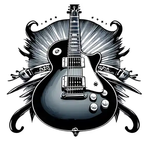 rock n roll guitar tattoo design idea