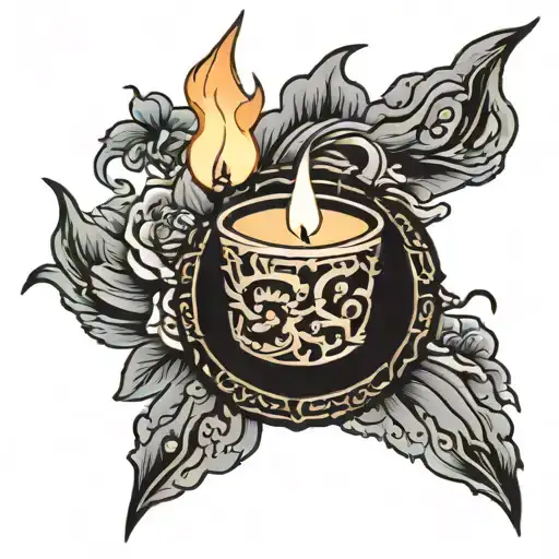 candle burning tattoo design idea