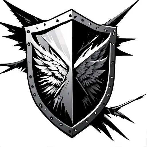 kite shield cyber sigilism tattoo tattoo design idea