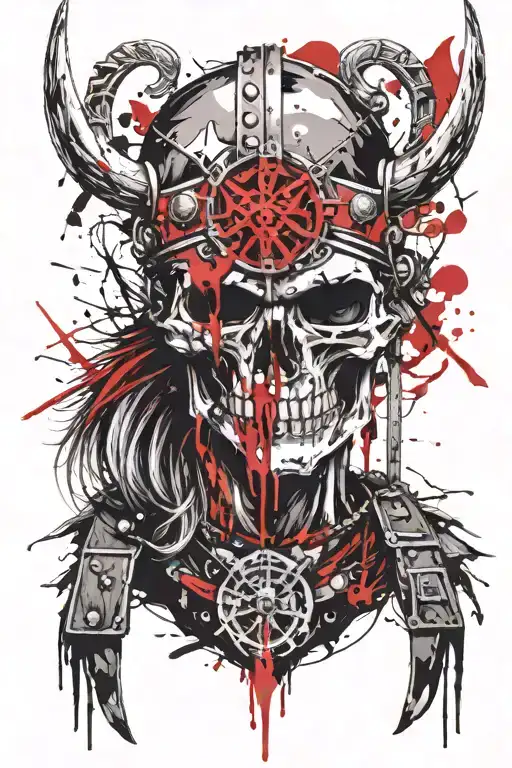 skull and Viking warrior tattoo design idea