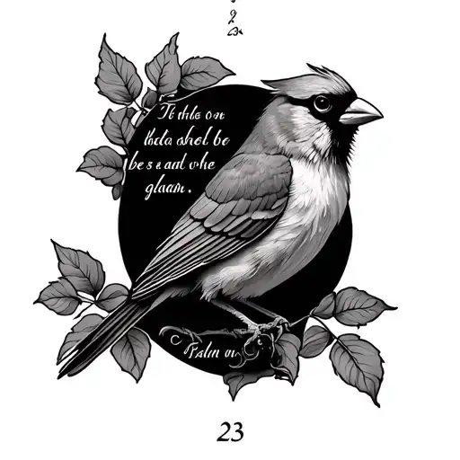Cardinal and psalm 23 verse tattoo design idea