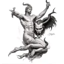 god vs devil tattoo design idea