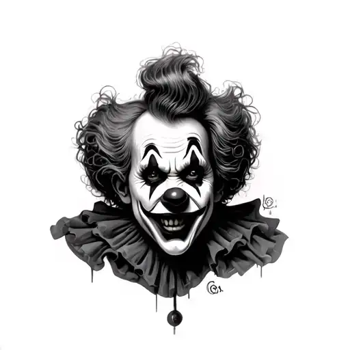 The terrible clown realism tattoo design idea