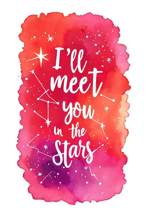 "I'll meet you in the stars" orion constellation with shooting stars tattoo design idea