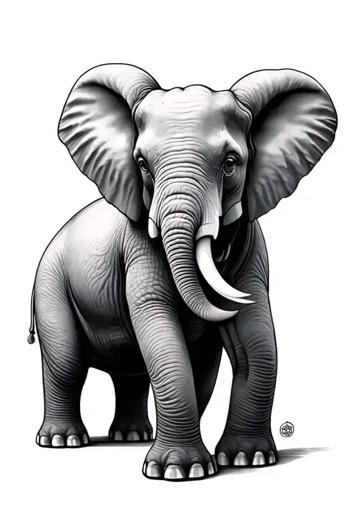 Elephant with kaws x Picasso tattoo design idea