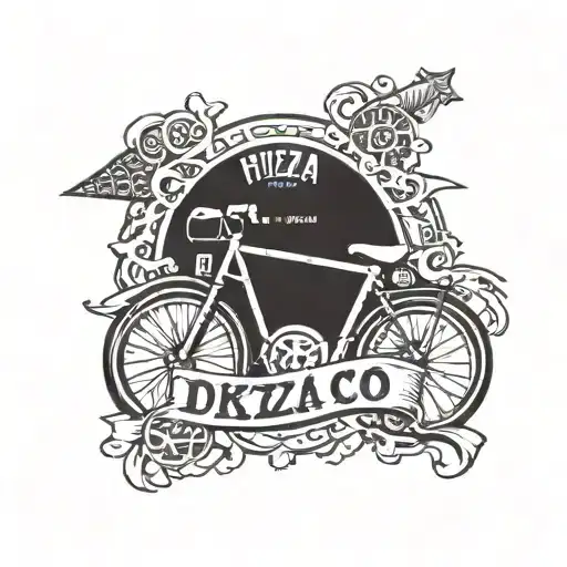 a pizza box incorporating a bicycle into the logo and the company name "DK Pizza Co." tattoo design idea