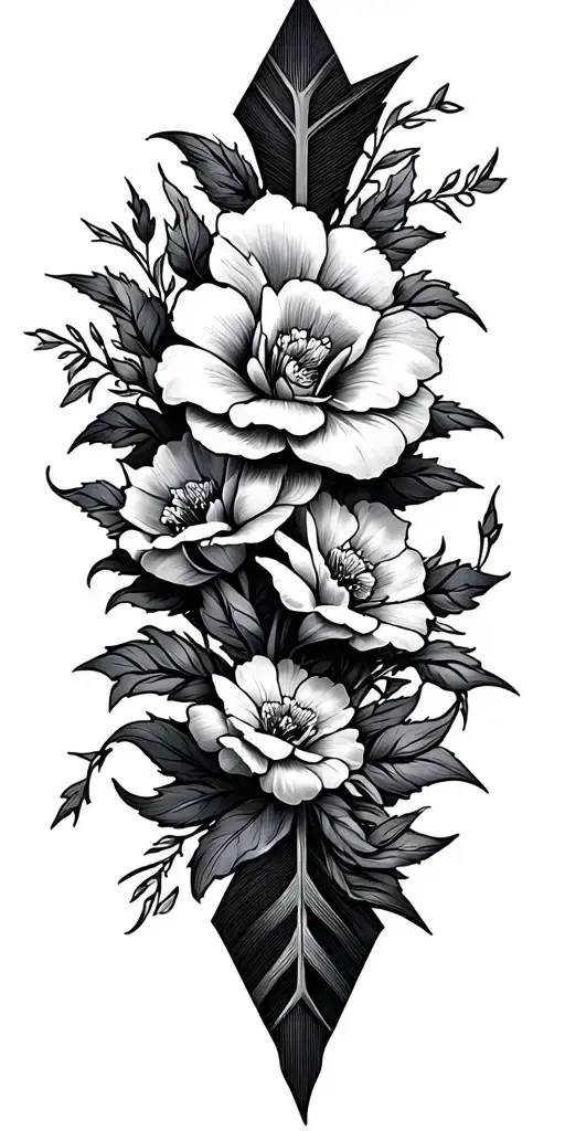 western floral arrow tattoo tattoo design idea
