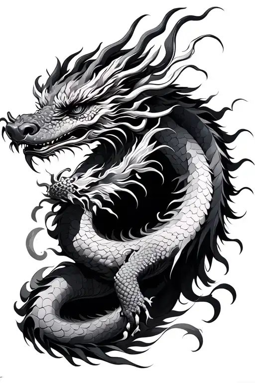 Vietnamese style dragon tattoo design idea