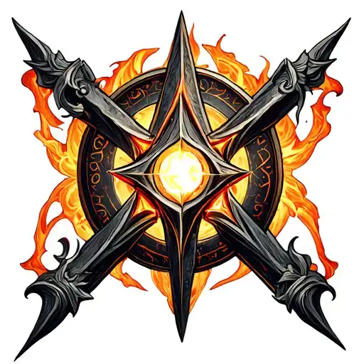 warlock symbol incorporating elements tattoo design idea