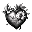 penny and heart made tattoo design idea