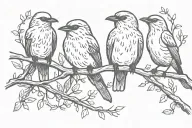 3 birds sitting on the branch snuggled up to one in the middle. all facing the same way he went in the middle bigger tattoo design idea
