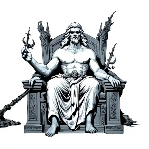 god of the underworld sat on throne  tattoo design idea