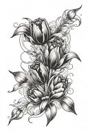 tulips and moon surrounded tattoo design idea
