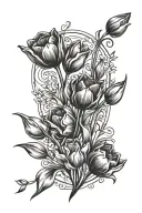 tulips and moon surrounded tattoo design idea