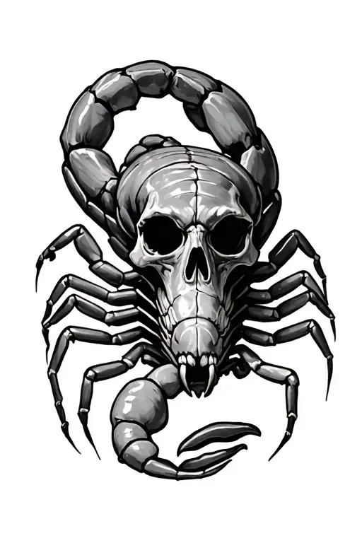 skull scorpion crawling tattoo design idea