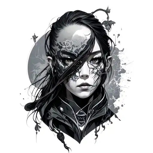 Cyberpunk Japanese tattoo design idea