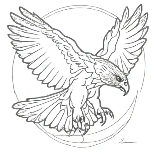 clockwork red tailed hawk tattoo design idea