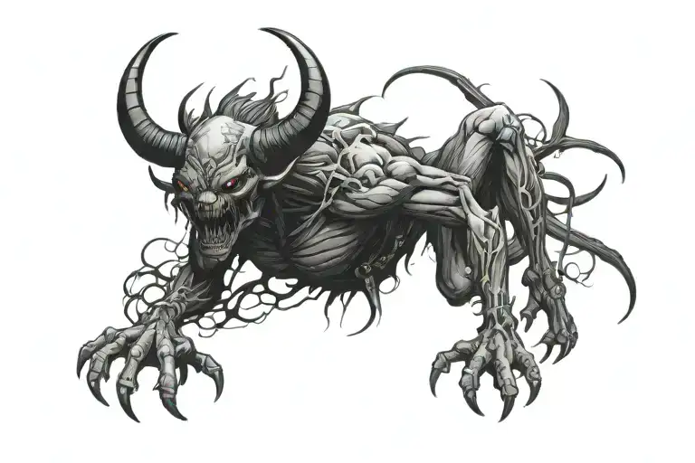 Depression WRATH ALL black human  demon tattoo design idea