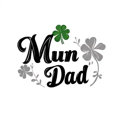 "Mum Dad" Shamrock tattoo design idea