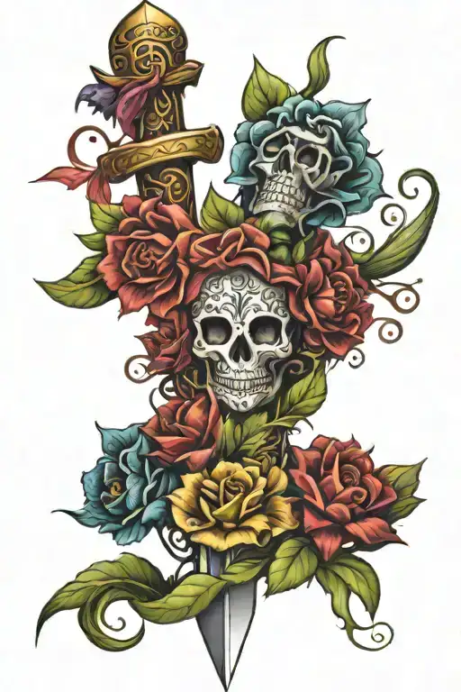 Mexican Filipino sword vines wrapping tattoo design idea