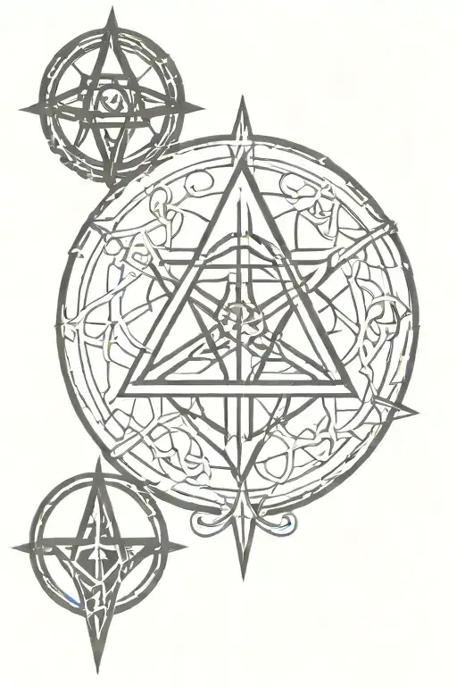 dark satanic symbols without face inside tattoo design idea