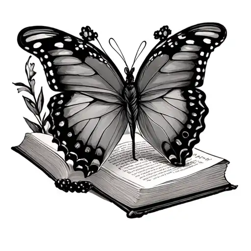 little butterfly and bible tattoo design idea