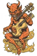 seated Devil Playing Fiddle tattoo design idea