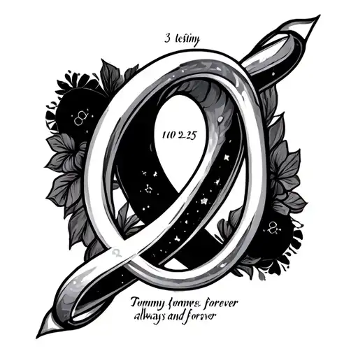 infinity symbol my name destiny my boyfriends name Tommy the date 3-10-25 and always and forever in a tatto tattoo design idea