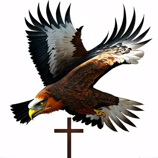 Red kite with a broken cross tattoo design idea