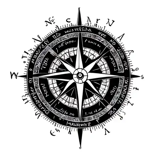 compass rose with children's names tattoo design idea