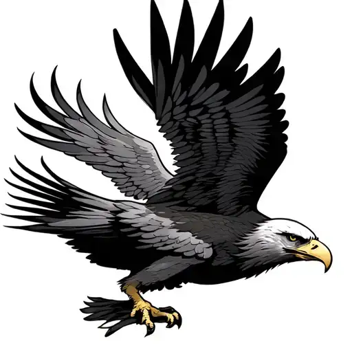 eagle in a Japanese style with a wings spread wings looking tattoo design idea