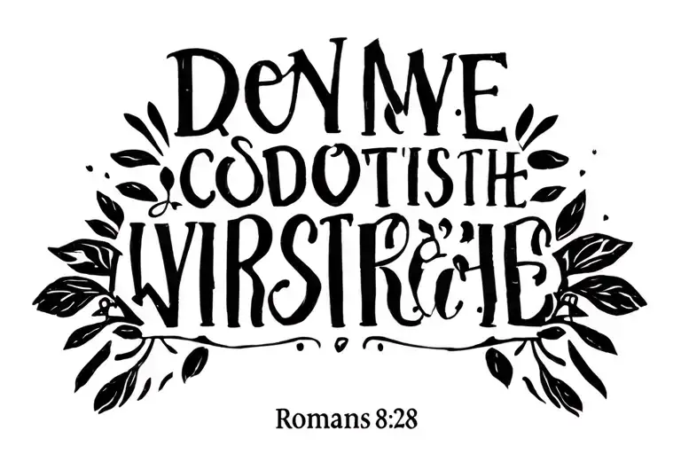 Romans 8:28 bible verse tattoo design idea