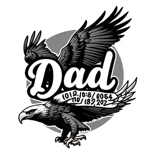 "Dad 01/02/1958-18/09/2024" eagle tattoo design idea