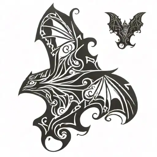 bat flying tattoo design idea