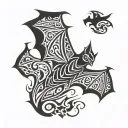 bat flying tattoo design idea