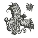 bat flying tattoo design idea