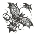 bat flying tattoo design idea