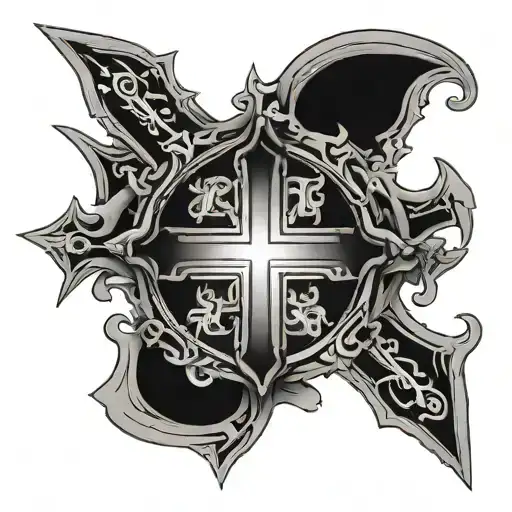 cyber sigilism hand tattoo design featuring a cross tattoo design idea