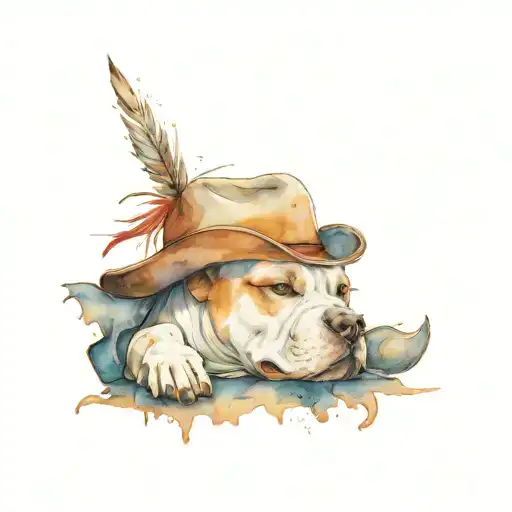 American bulldog wearing a cowboy heat tattoo design idea