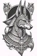 anubis tattoo with libra scales and sign incorporated tattoo design idea