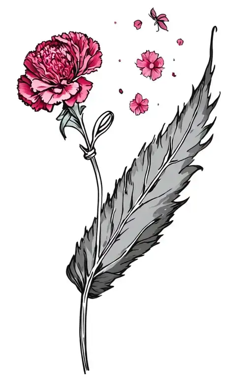 carnation flower growing around a microphone stand tattoo design idea